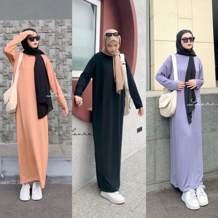 DRESS INNER LENGAN PANJANG BAHAN SPANDEK DAN JERSEY PREMIUM JUMBO