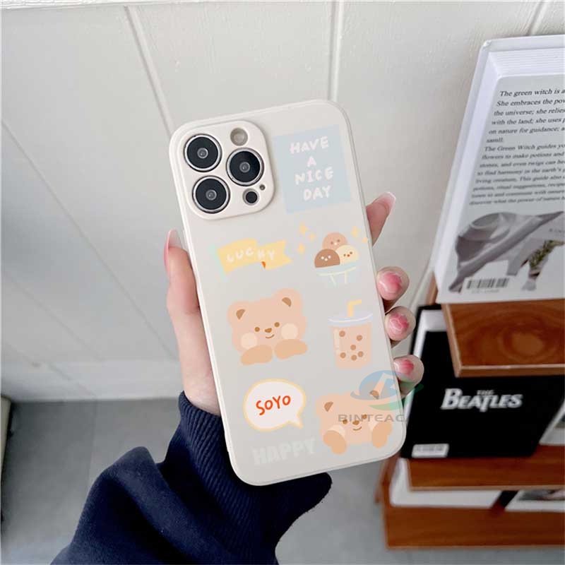 Casing Silikon Huawei P30 Lite Nova 5T 3i Nova 7i Y6P Y7A Y6 Pro Y7 Pro 2019 Y9S Motif Beruang Es Krim