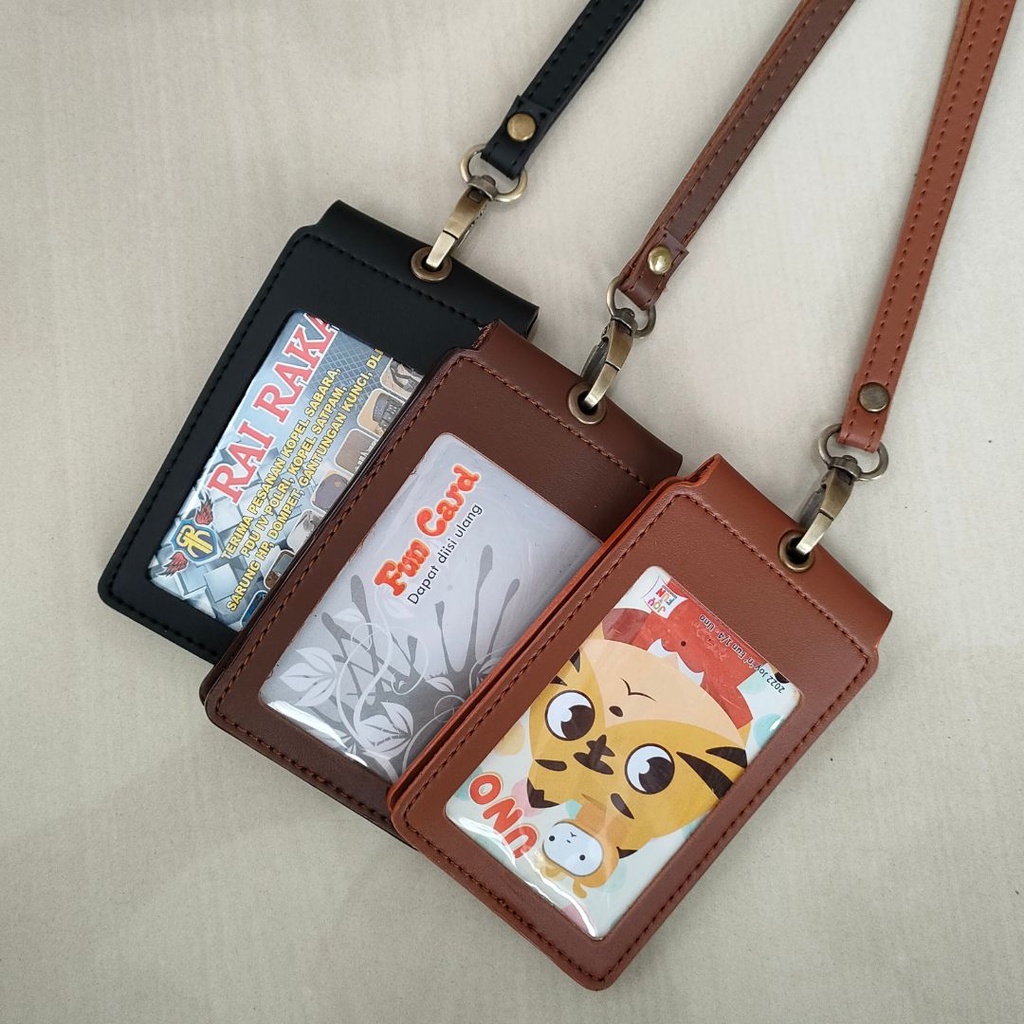 

Id Card name tag kulit Holder Double Flip Magnet Terbaru kekinian