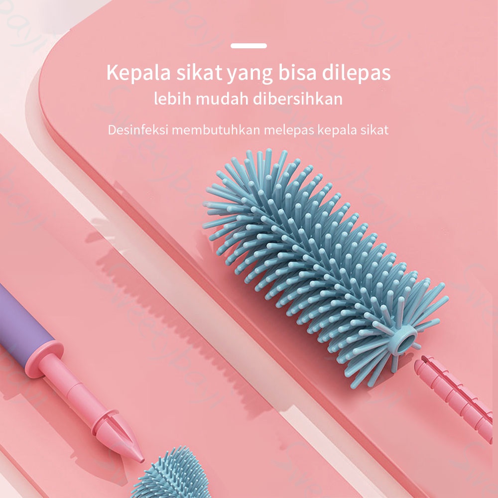 Sweetybayi Sikat pembersih botol silicone Bottle nipple straw brush impor