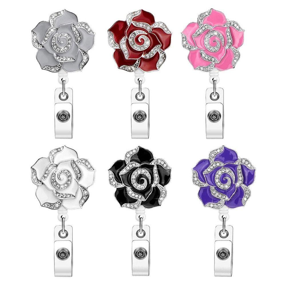 [Elegan] Gulungan Lencana Yang Dapat Ditarik Untuk Dewasa Perlengkapan Kantor Perlengkapan Rumah Sakit Name Tag ID Card Badge Klip Perawat Dokter Berlian Lencana Gulungan