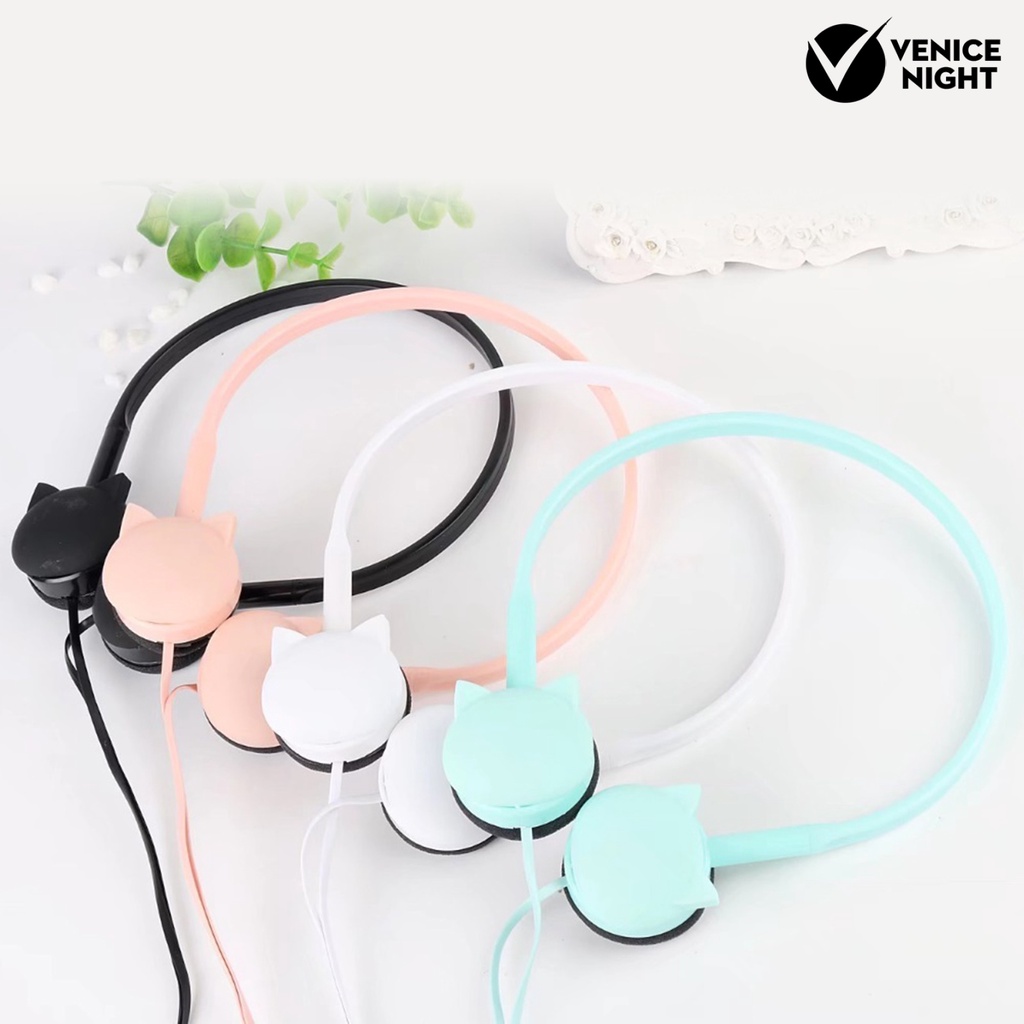 (VNEP) (Berkabel) Headset dengan Mic Kartun Desain Headphone Musik Stereo untuk Ponsel Pintar