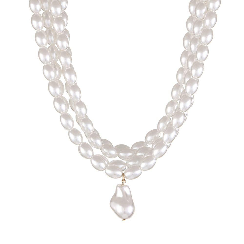 Agustina Wanita Kalung Perhiasan Hadiah Baroque Mutiara Multilayers Alloy Temperamen Perhiasan Aksesoris