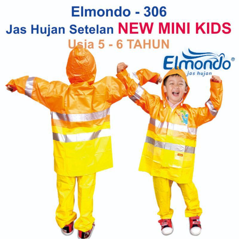 Jas Hujan Anak Murah New Kids Mini - Jas Hujan Elmondo 306 / Mantel Jas Hujan Setelan Anak 3-6 Tahun