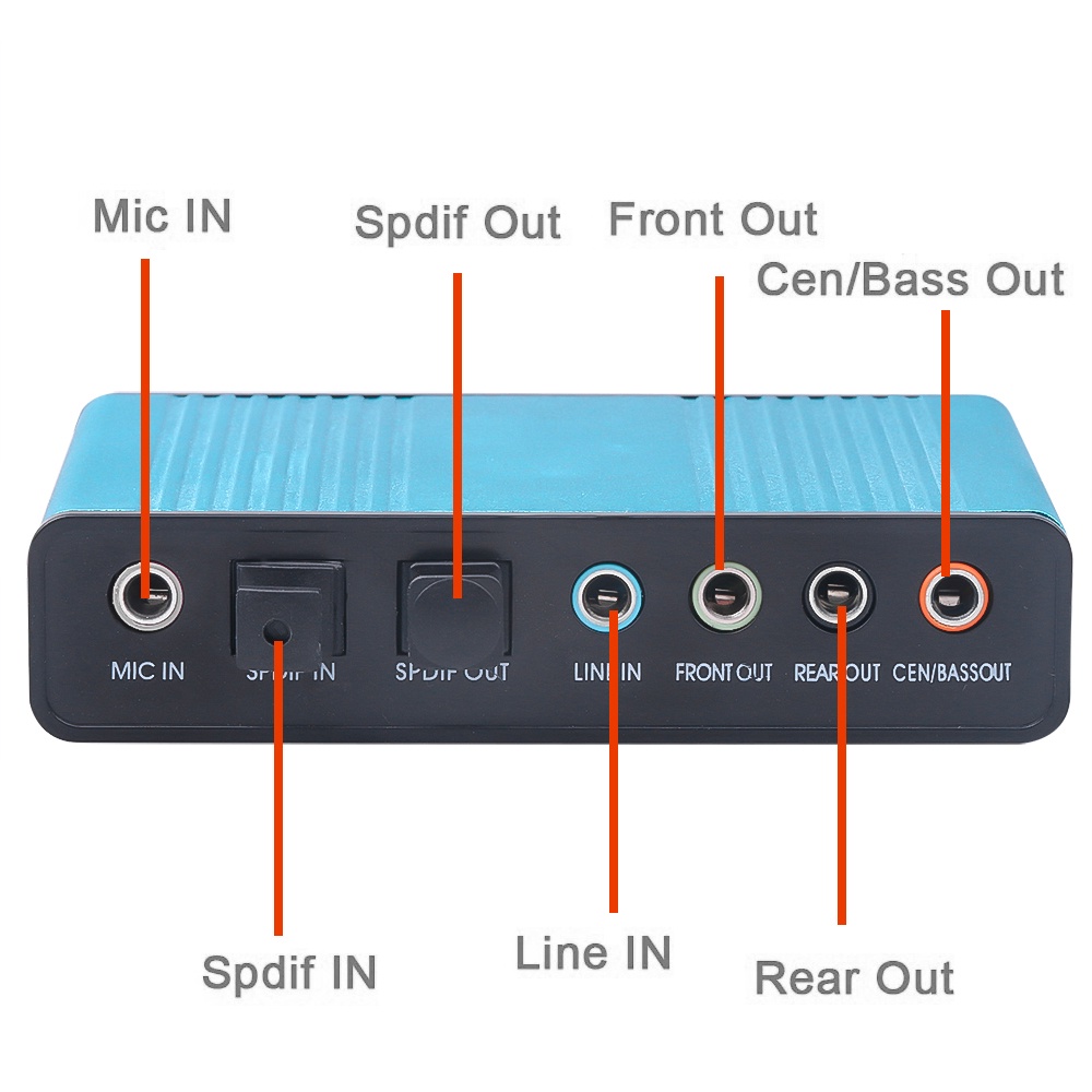 Actual【COD】sell Kebidumei Sound Card External 5.1 Suround USB untuk Laptop/PC - CM6206 - Biru