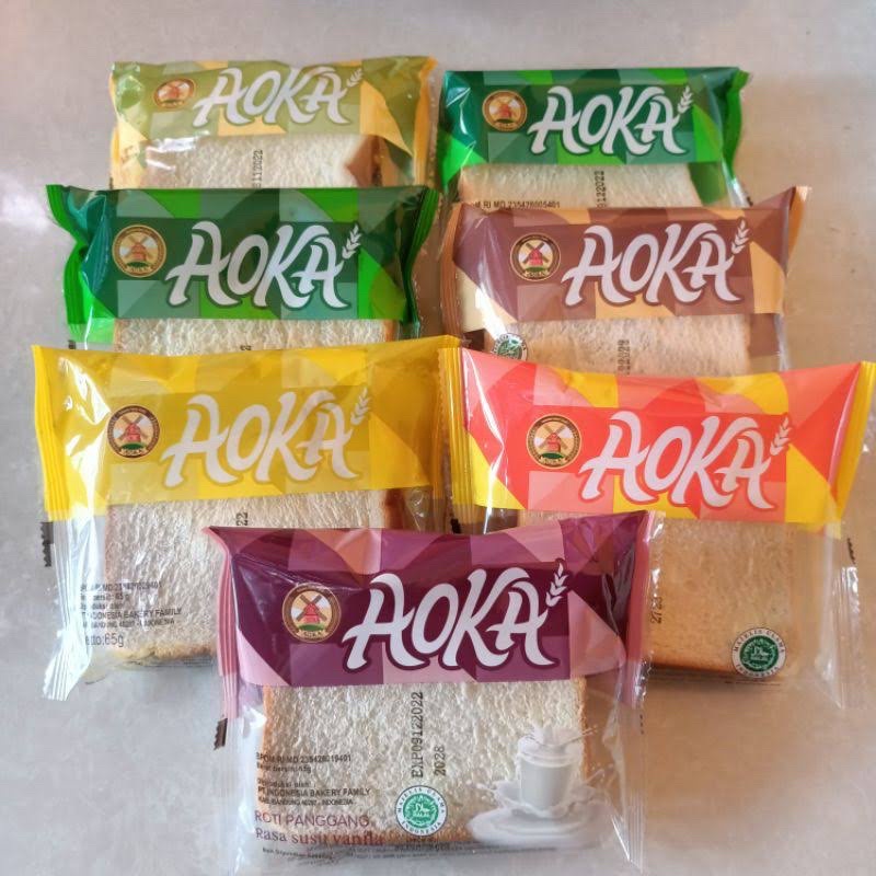 

Roti panggang & gulung viral Aoka 65gram termurah