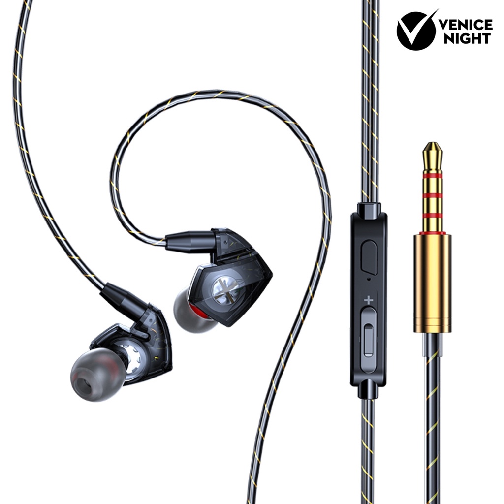 (VNEP) (Berkabel) 3.5mm Dynamic In-ear HiFi Heavy Bass Sport Earphone dengan Mic untuk Ponsel