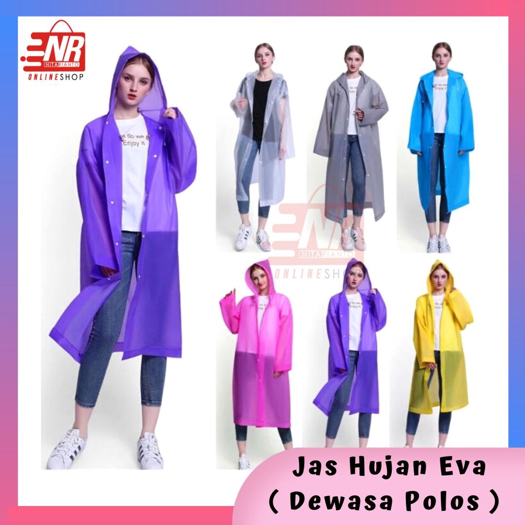 Jas Hujan Eva Dewasa Polos / Jas Hujan Jumbo / Raincoat Transparant / Jas Hujan Ponco Korea