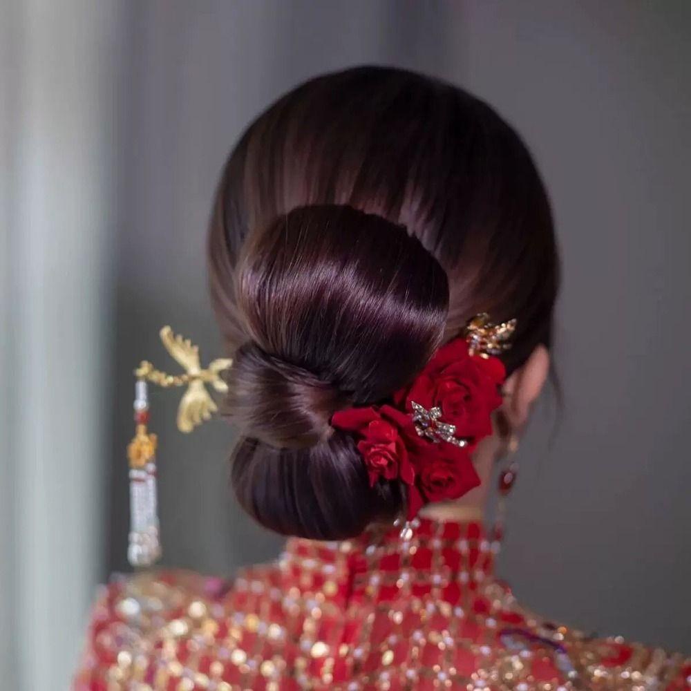 Agustina Wanita Hanfu Jepit Rambut Untuk Gadis Bulang Retro Mutiara Bridal Bunga Burung Rumbai Rambut Cina Garpu