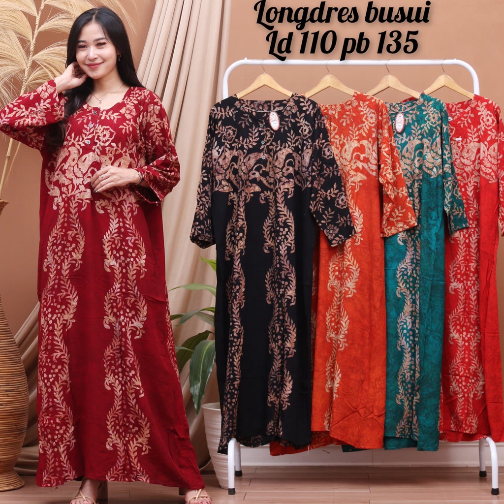 SAHARA~Longdres Batik Cap Busui/Baju Batik/Dres Batik/ Baju Wanita Busui Kancing Depan