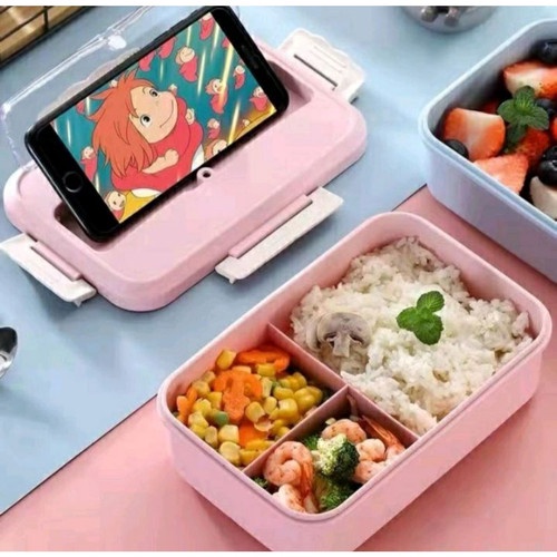 IKILOSHOP Kotak Tempat makan Bahan Jerami Gandum Lunch Box Set Dengan Sendok Garpu Sumpit