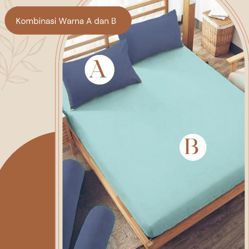 Hommybed Sprei Two Tone Tinggi 30 Polos Aesthetic Kombinasi Warna Katun Disperse