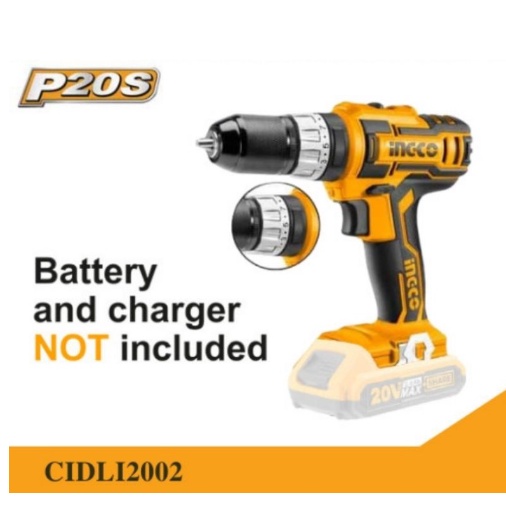 MESIN BOR IMPACT BATERAI CORDLESS 20V LITHIUM INGCO CIDLI2002 UNIT ONLY
