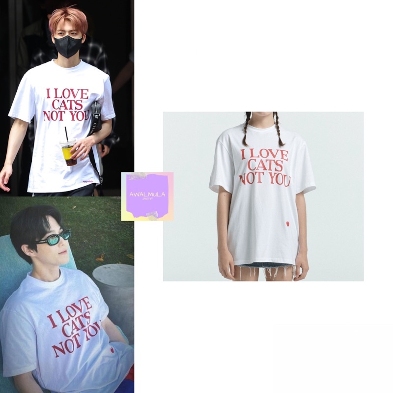 (PO) ITZAVIBE I Love Cat Red Lettering T-shirt worn by NCT Jaemin EXO Suho