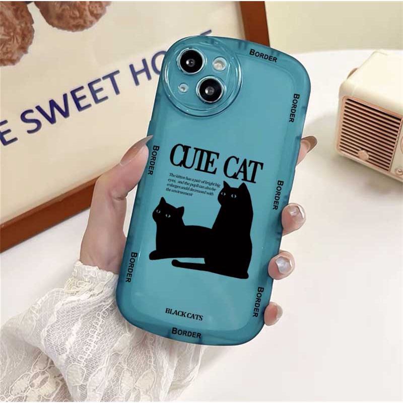 Case Pola Kucing Hitam Anti Jatuh Untuk IPhone 11 12 13 Pro MAX X XR XS MAX 6 6S 7 8 Plus SE 2020