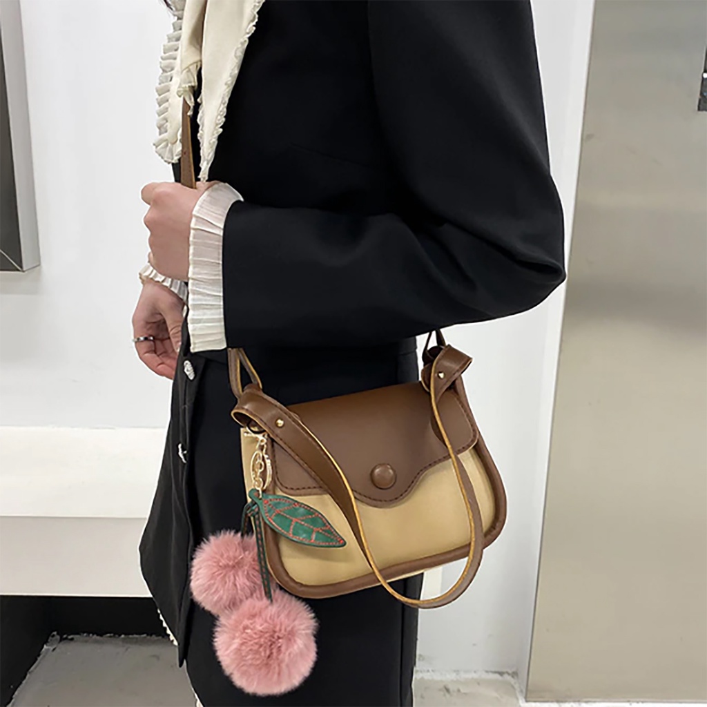 Shoulder Bag Tas Selempang Wanita Import FREE Gantuangan Pompom Slingbag Tas Pesta Tas Kondangan Tas Kerja Wanita