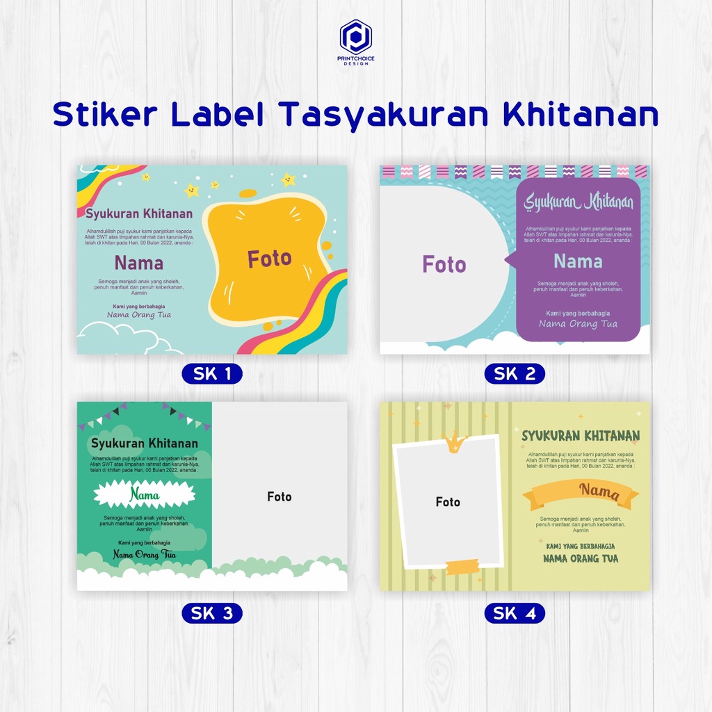 Stiker Label Syukuran Aqiqah Kelahiran Anak / Khitanan Free Design