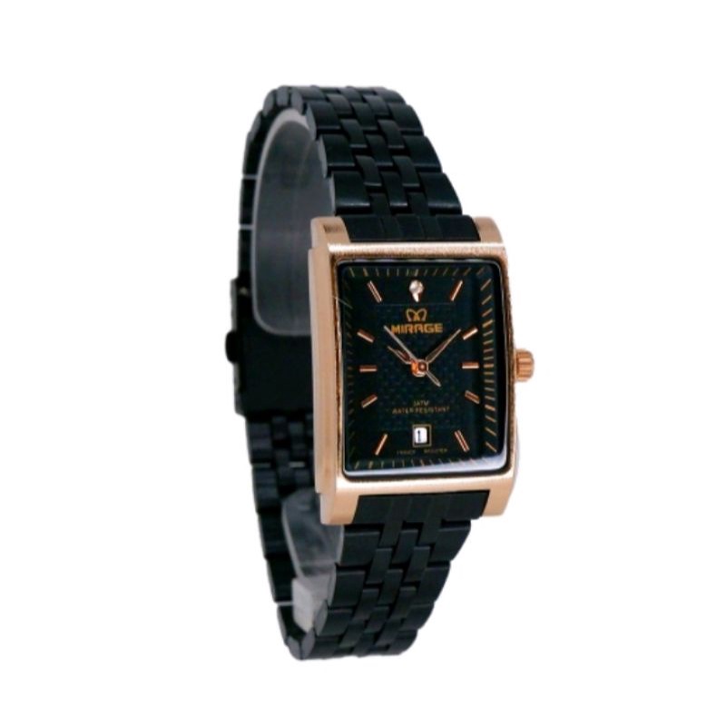 jam tangan wanita;MIRAGE M8667BSP hitam rosegold~ORIGINAL~WATER RESISTANT~TGL~STAINLESS ANTI KARAT