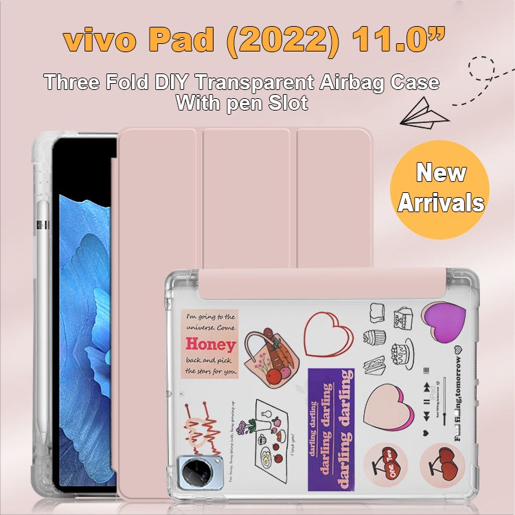 Casing Flip Lipat Pu Matte Warna Polos Untuk vivo Pad 2022 11.0 &quot;