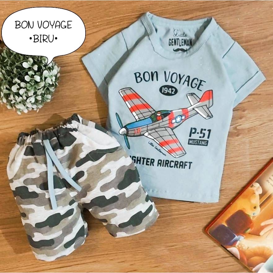 Setelan Baju Bayi Anak Laki-laki Usia 0-6 Bulan Motif Strongest Dino, Big Bros Dan Bon Voyage Atasan Kaos dan Celana