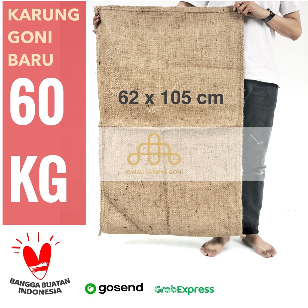 Karung Goni Baru 60 kg - Karung Goni Polos 62x105 cm - Burlap Sack - Packaging Kopi