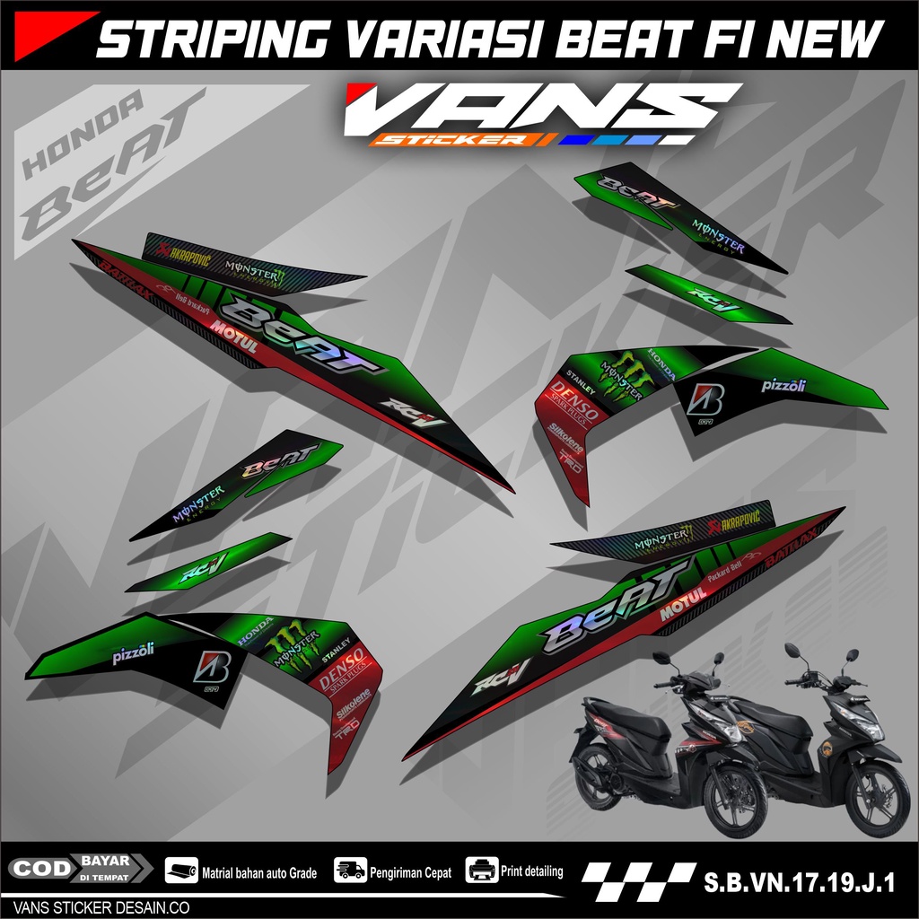 Striping BEAT FI Esp,Beat Street,Beat Fi New 2016 2017 2018 2019 Bahan Hologram Pelangi,Chrome-Stick