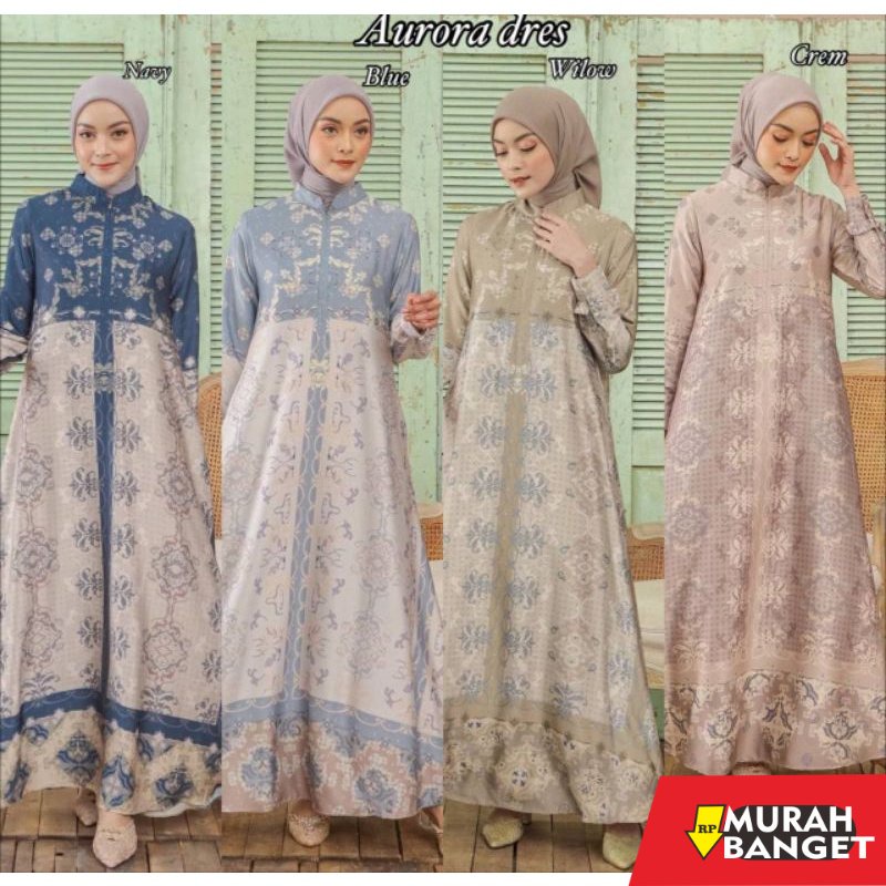 model gamis kombinasi polos terbaru 2022 GAMIS AURORA MAXMARA LUX GAMIS / GAMIS ARMANY / SILK MOTIF 