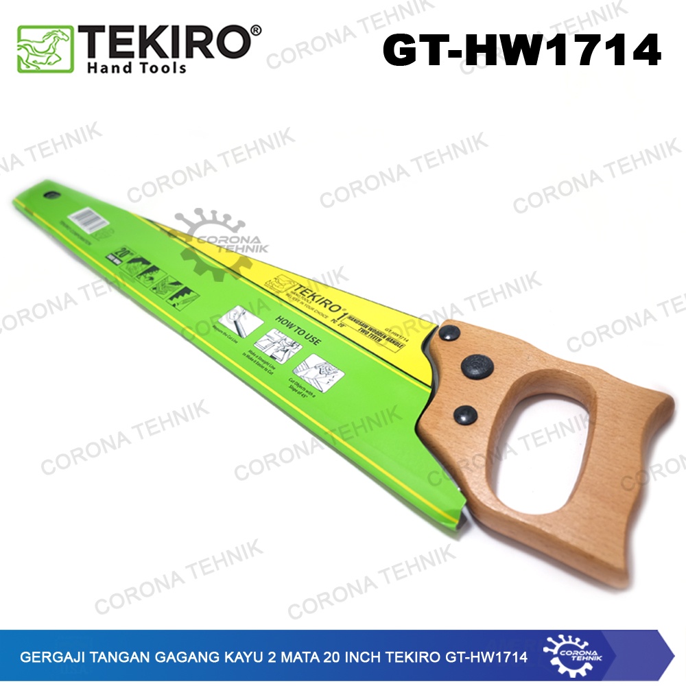 GT-HW1714 - Gergaji Tangan Gagang Kayu 2 Mata 20 Inch Tekiro