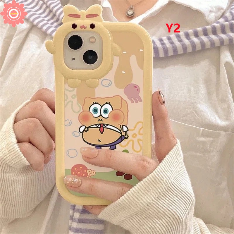 Casing 3D Bow-knot Little Monster Case Redmi Note10 8 9 11 11S 10s 10 11 Pro Max Redmi A1 A1+ 9 10 9T 10C 10A 9A 9C NF PO CO M3 X3 MI 11Lite Ice Cream SpongeBob Patrick Lucu Sarung Bintang