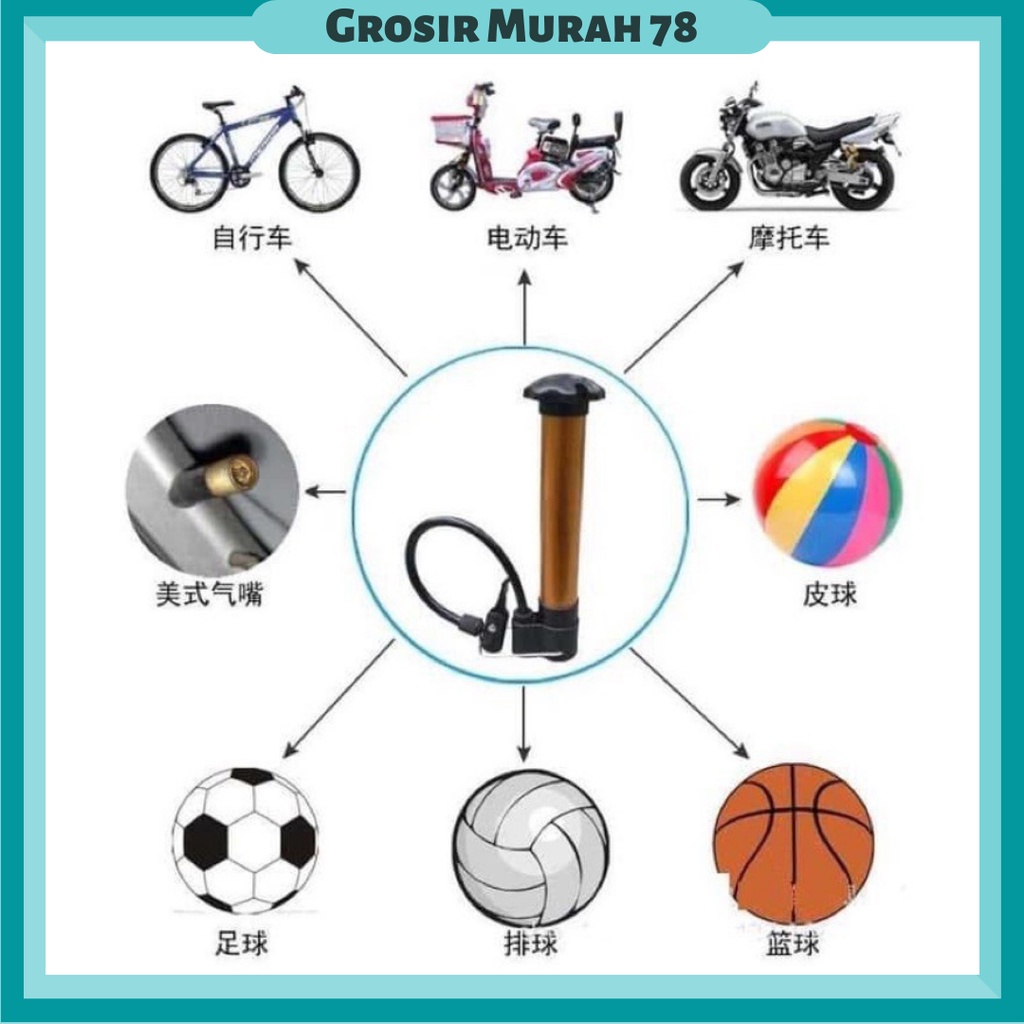 Pompa Angin Ban Sepeda Portable Mini / Pompa Angin Multifungsi / Pompa Angin Injak