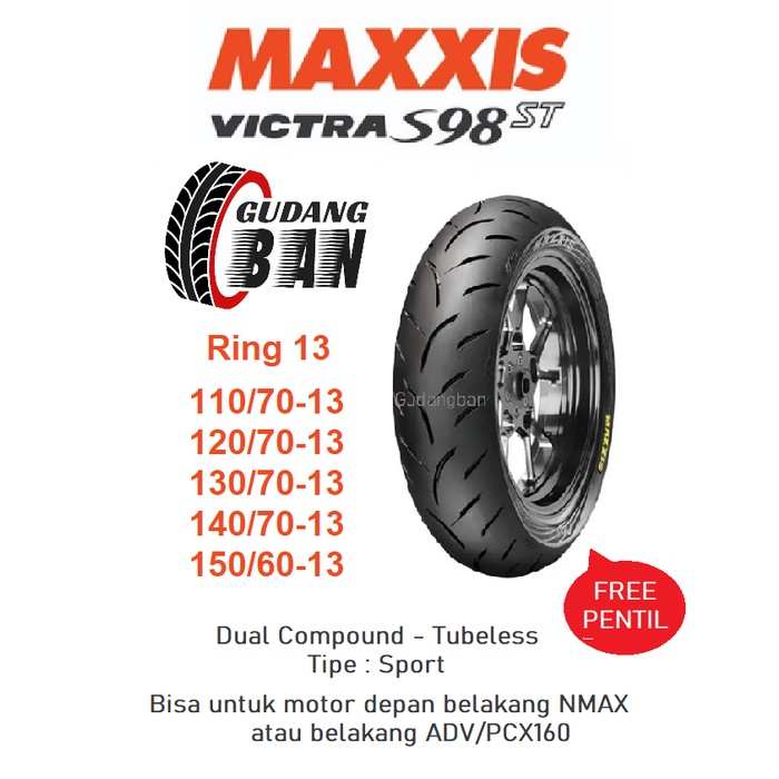 ( RING 13 ) BIG SALE  Ban motor TUBELESS NMAX ADV PCX160 110 120 130 140 150 70 60 13 FREE PENTIL