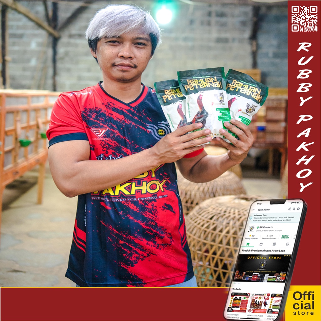 RAMUAN PETERNAK RUBBY PAKHOY  ( 250gr ) Jamu Herbal Campuran Pakan Ternak Ayam Laga