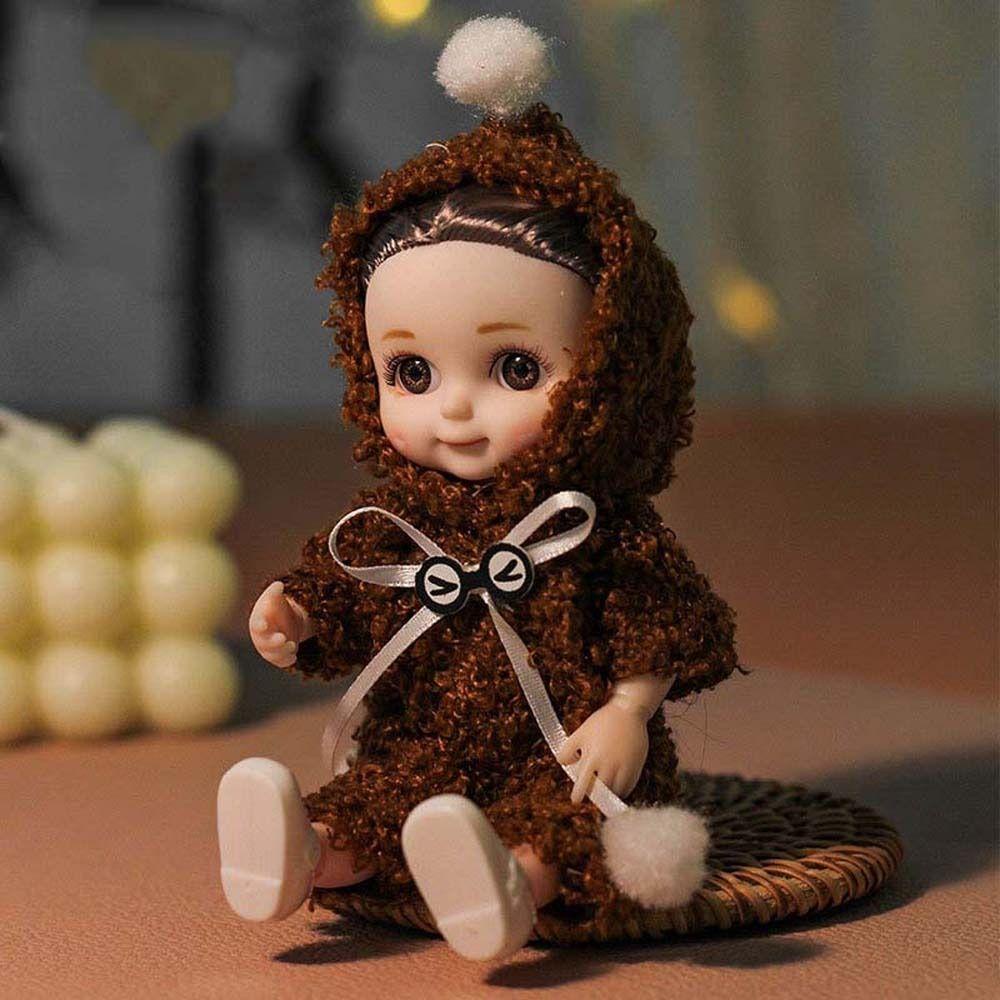 Mxbeauty1per12 BJD Boneka Ekspresi Lucu Hadiah Anak Perempuan Setelan Boneka Mainan Hadiah Ulang Tahun Sendi Bergerak Telinga Kelinci Pakaian DIY Mainan Boneka Smile Face Doll Pocket Joint Doll