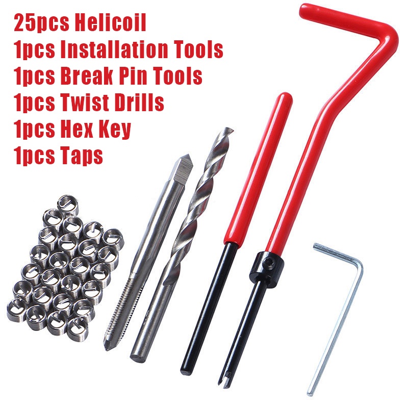 Recoil Helicoil Thread Repair Kit 15pcs/set Recoil M5/M6/M8 Helicoil For Drat Slek Dol Rusak