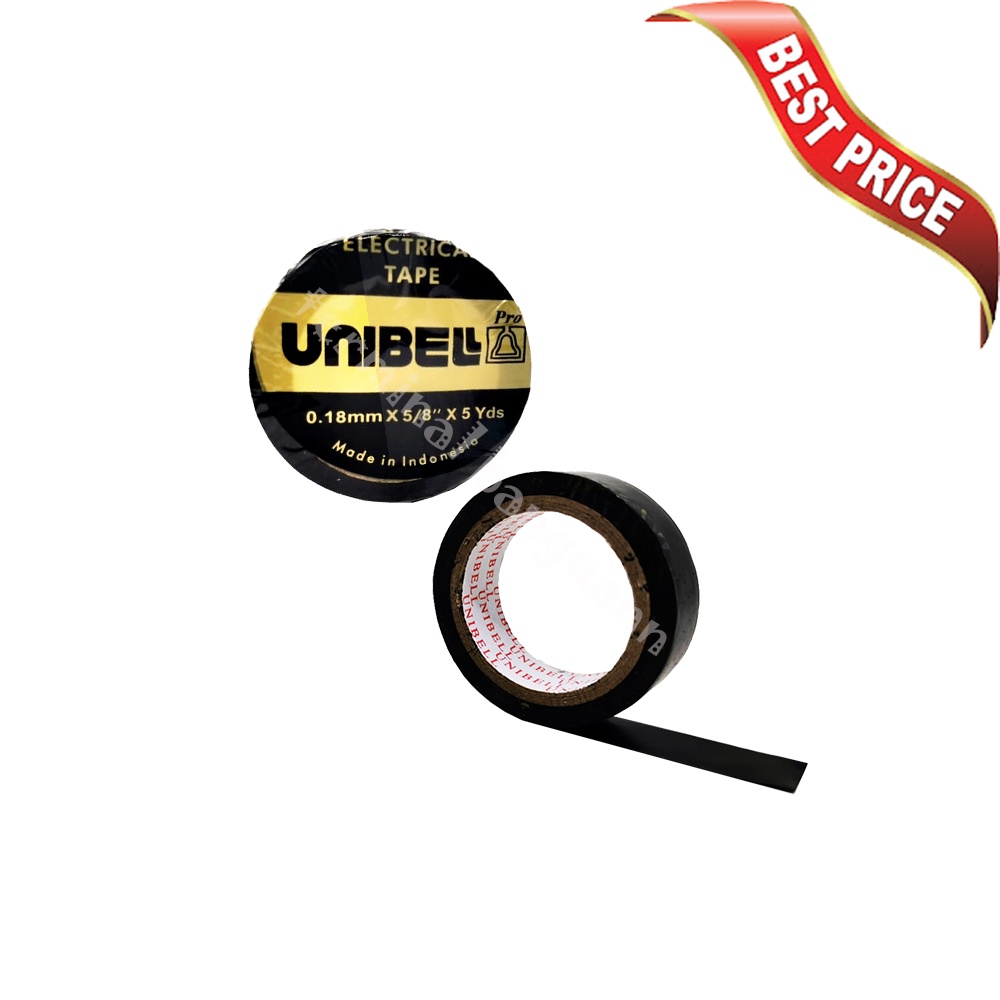 Electrical Tape UNIBELL Isolasi Kabel Listrik Hitam 5 yard 4.5 Meter