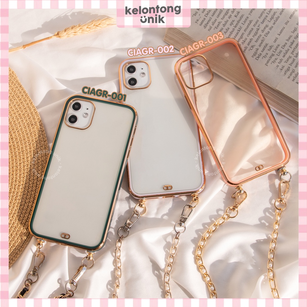 (Seri 1) For iPhone - Anti Crack Gold Plating Lanyard Rantai Case/ Sling Case Tali