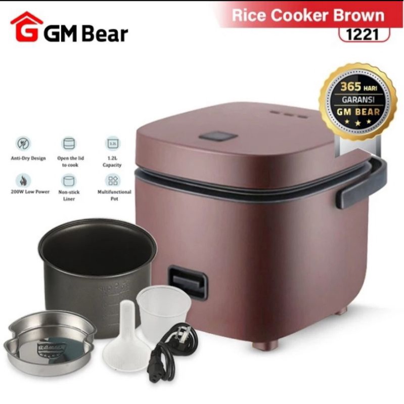 GM Bear Penanak Nasi Minimalis Cokelat 1221-Rice Cooker Brown