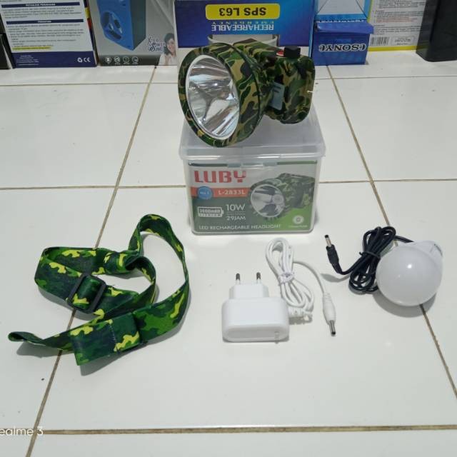 COD Luby Senter Kepala LED 10 Watt Super Terang Lithium Luby L-2833L LED 10 Watt Cahaya Putih