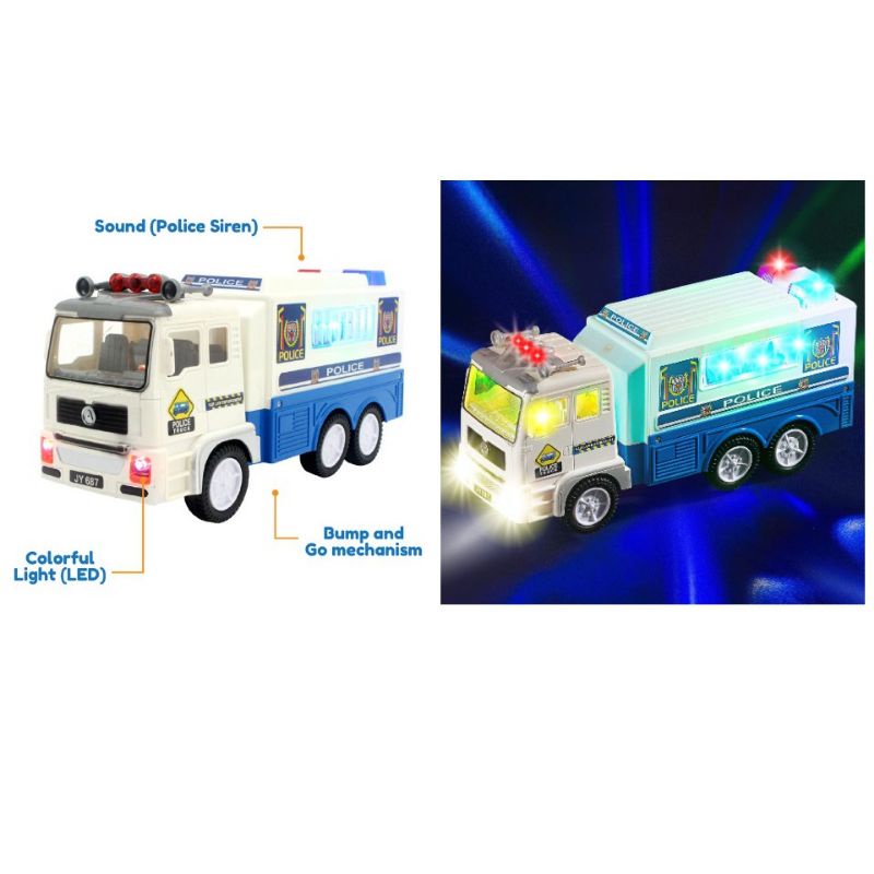 MAINAN TRUK PEMADAM DAMKAR DAN TRUK POLISI MUSIK SIRINE DAN LAMPU 3D WARNA WARNI MURAH UKURAN BESAR BISA BAYAR DI TEMPAT