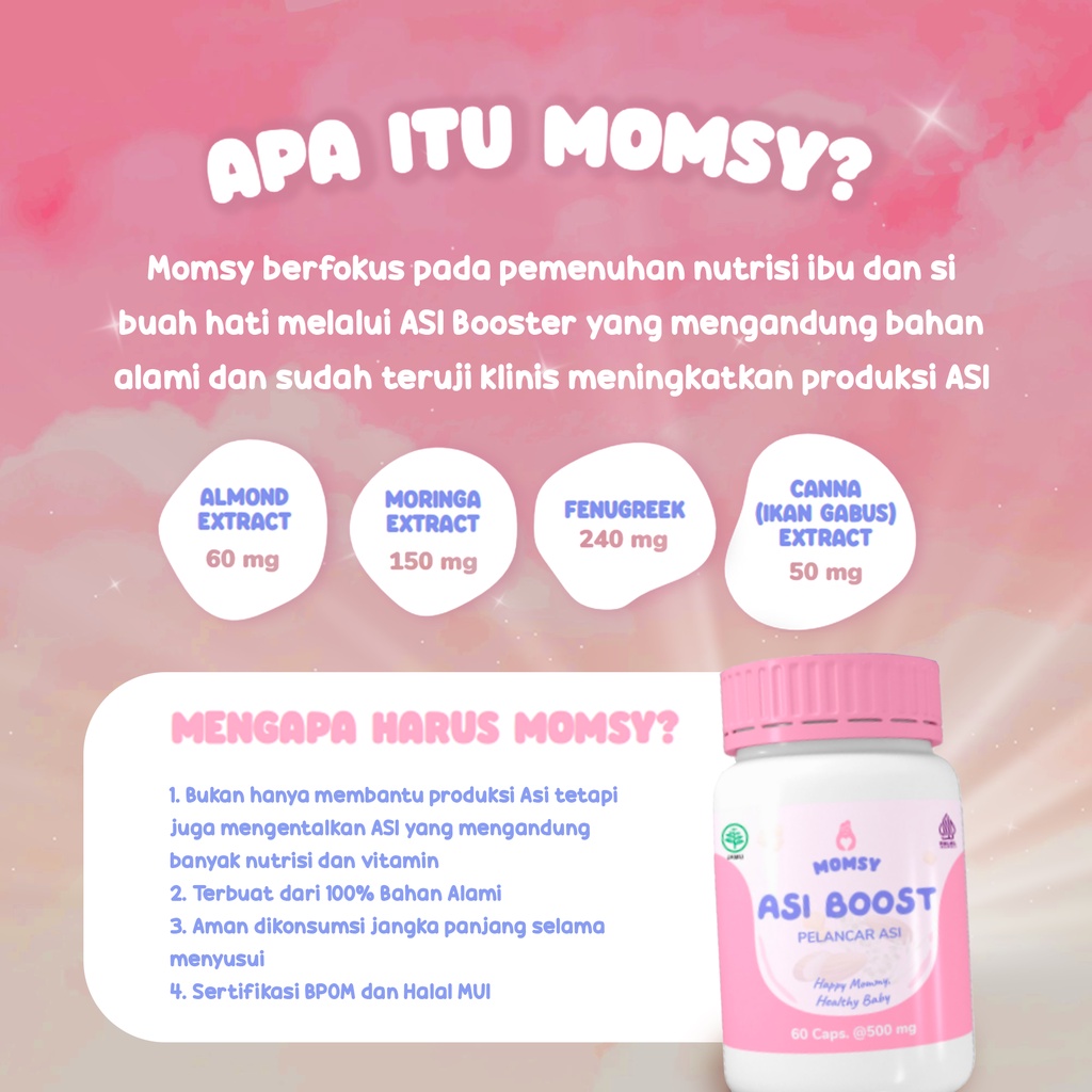 Momsy 4 Botol Pelancar Susu Asi Booster menyusui isi 60 Kapsul JAMU HALAL BPOM