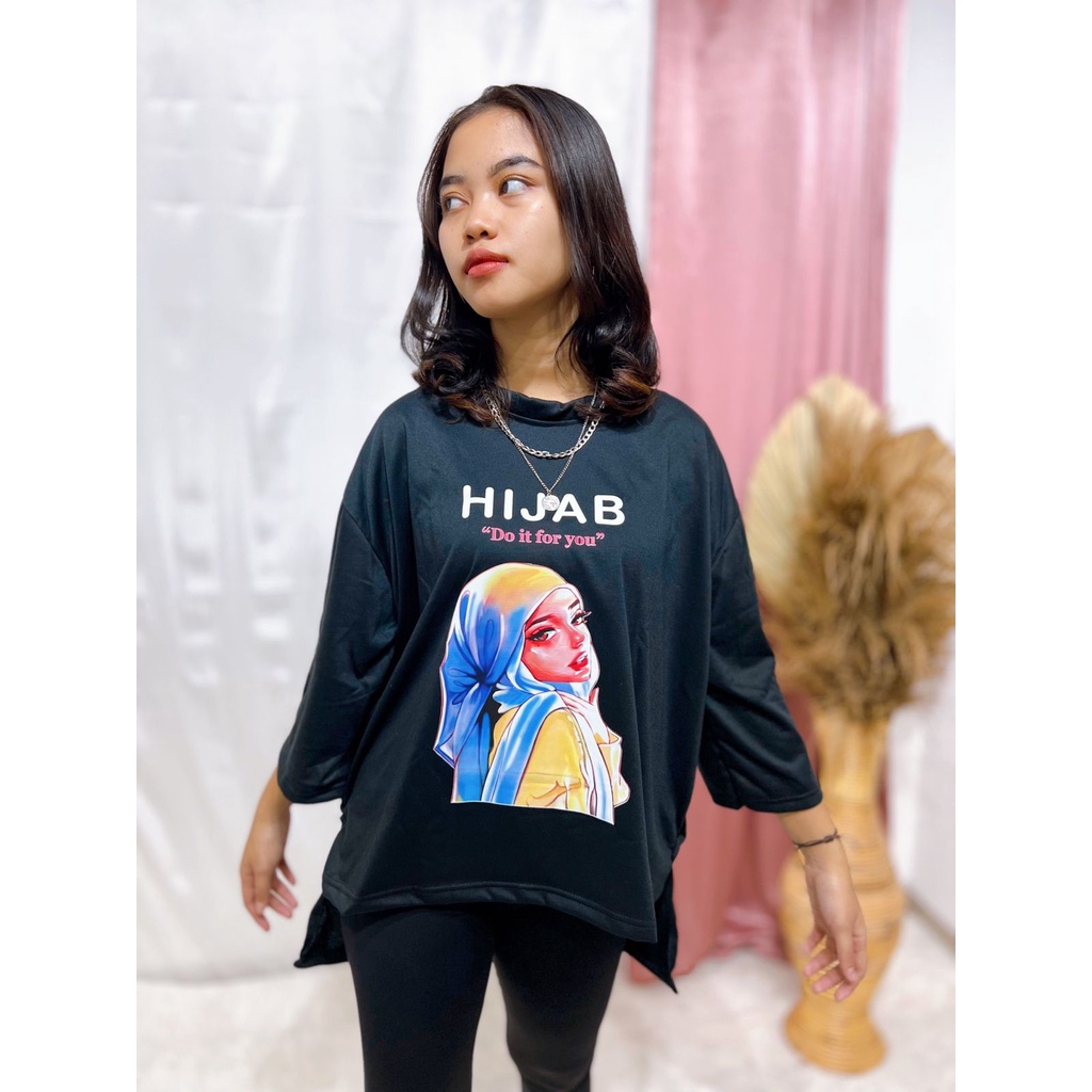 KAOS OVERSIZE HIJAB GIRL / ATASAN KAOS JUMBO XXXL / ATASAN OVERSIZE BIGSIZE