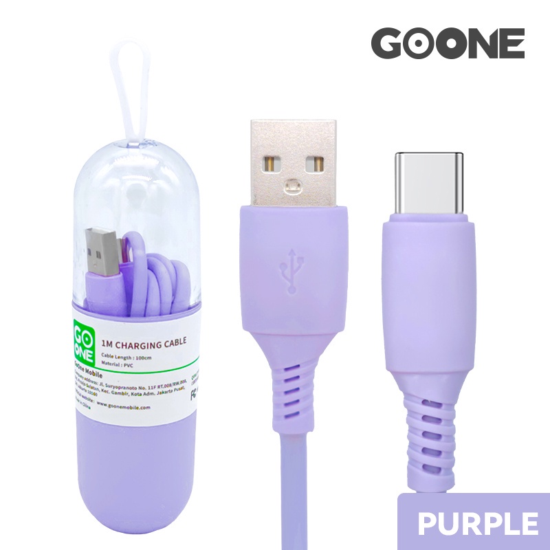 GOONE Kabel Data Kapsul Macaron Kabel Type-c Warna Random 100 CM Kabel Anti Kusut Fast Charging