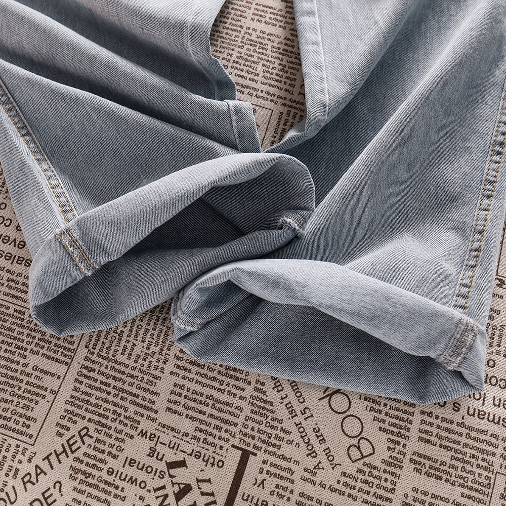 Kekinian Korean Fashion Highwaist Loose Straight Kulot Jeans Wanita(Good Luck )（Realpict）