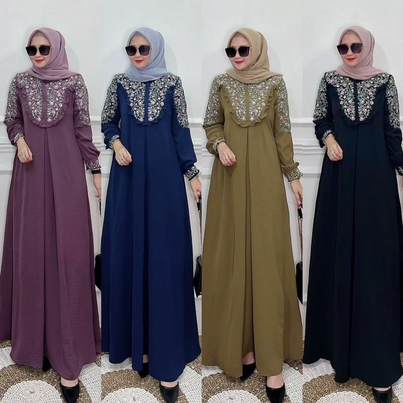 Livy Dress Gamis Wanita Dewasa Remaja Crinkle Airflow Terbaru Kekinian Pakaian Muslim Muslimah Konda