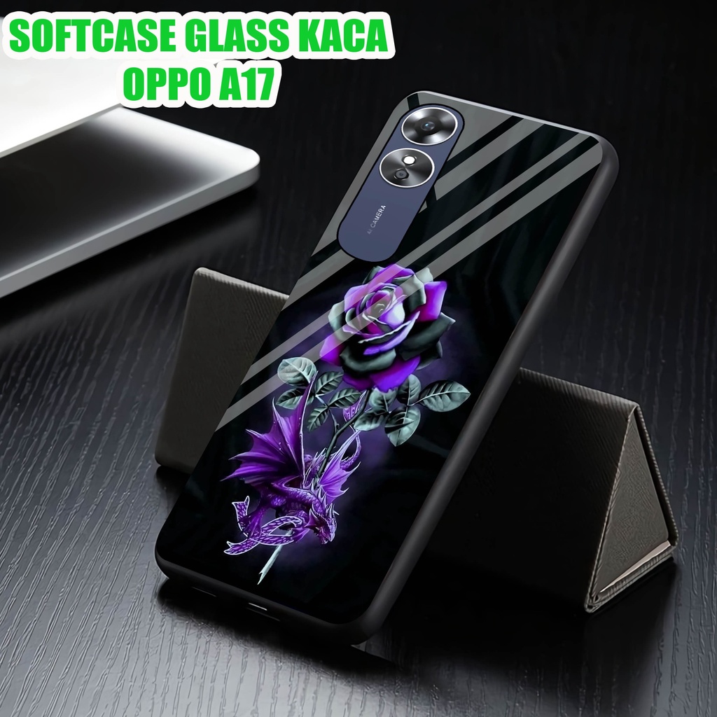 Softcase Glass Kaca OPPO A17 - Case Hp Pelindung Handphone OPPO A17 [ A51]