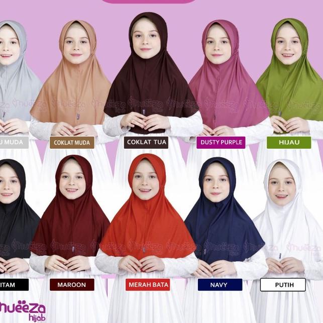 Kerudung Anak SD Instan Serut / Jilbab Bergo Anak Alsha M By Mueeza - Marun