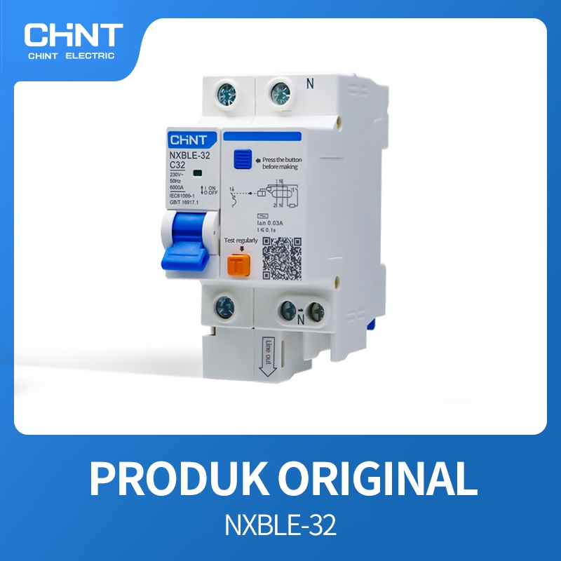 CHINT RCBO NXBLE-63 1P+N  2P 3P+N 6A 10A 16A 20A 25A 32A 40A 50A 63A (30mA)