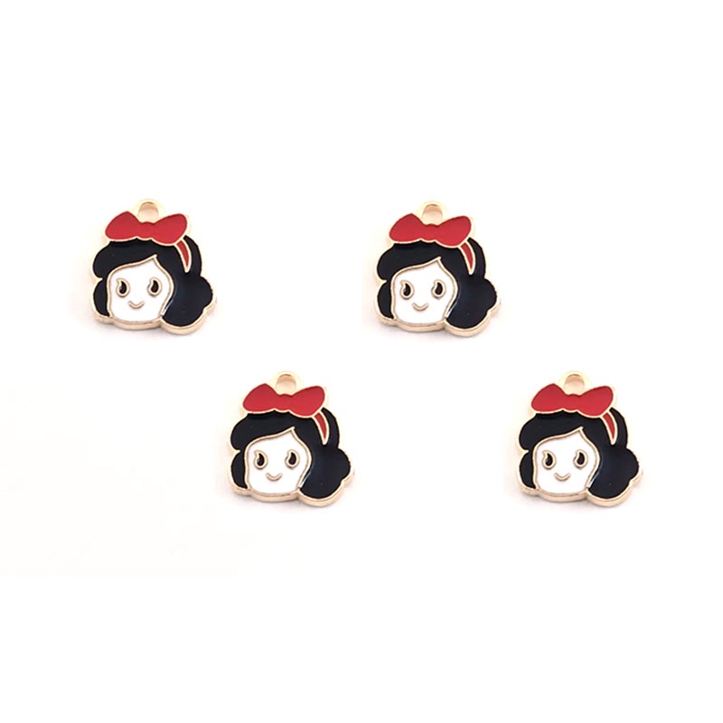 4 Pcs Gantungan Kunci / Anting / Kalung Enamel Bentuk Kartun Anak Perempuan Bahan Alloy