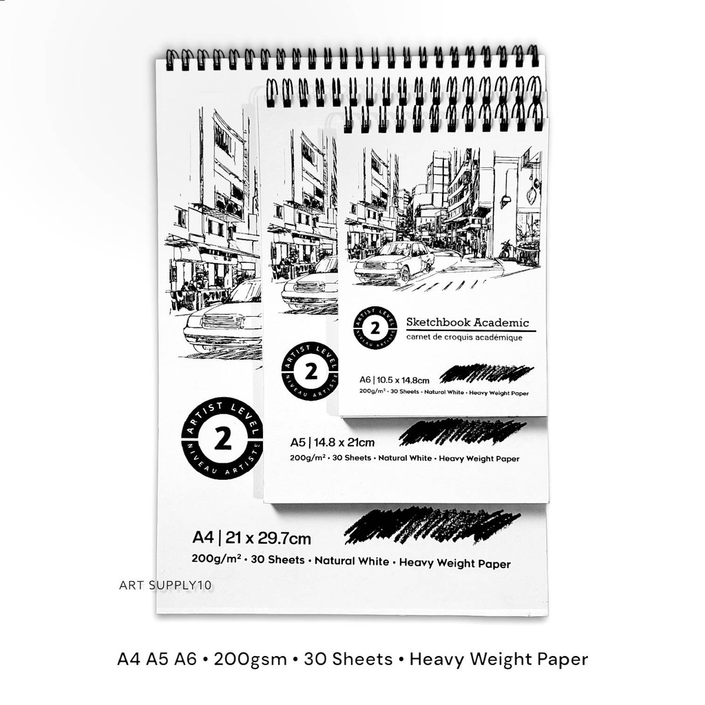Jual Sketchbook Academic Spiral Wire Bound 200gsm A4 A5 A6 30 Sheets