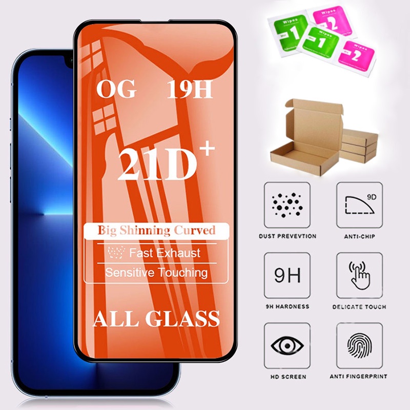 21D Screen Protector Tempered Glass Xiaomi Redmi Note 12 5 6 7 8 9 10 11 Pro 9S 10S 11S 5 Plus 10C 4G 5G Protective Film